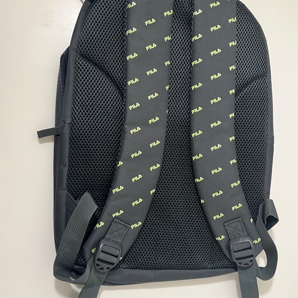 NEW Fila Backpack with compartment - Gray with Green Fila Logo Design Unisex - Picture 2 of 4